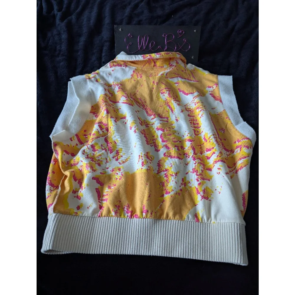 NWT Making The Cut Orange Tie Dye Super Soft Inside 1/4 Zip Vest  M
